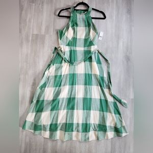 Maeve Anthropologie gingham green dress size 4 small NWT